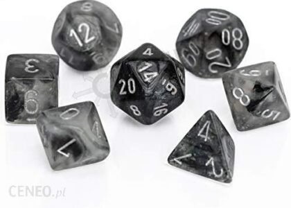 Chessex Polyhedral 7-Die Set: Borealis: Light Smoke/Silver with Luminary (CHX27578)