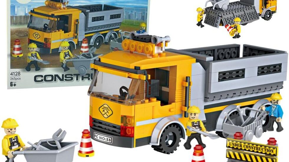 Leantoys Zestaw Klocków Pojazd Budowlany 263 Elementów Wywrotka