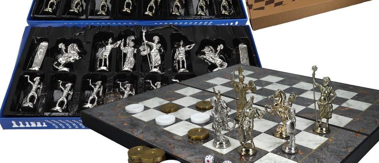 Gra planszowa Manopoulos G & J Gp 2 w 1 Backgammon Szachy szary marmur 086-8002