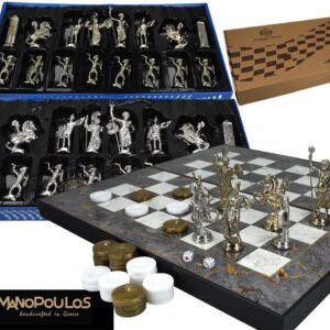 Gra planszowa Manopoulos G & J Gp 2 w 1 Backgammon Szachy szary marmur 086-8002