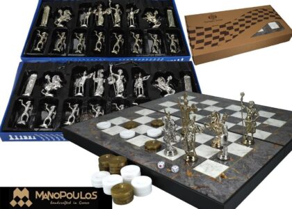 Gra planszowa Manopoulos G & J Gp 2 w 1 Backgammon Szachy szary marmur 086-8002