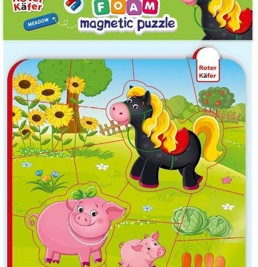 Piankowe puzzle magnetyczne. Koń i świnki
