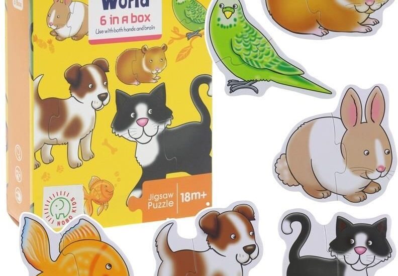 Puzzle Edukacyjne 12 el. Zwierzęta Domowe Pies Kot