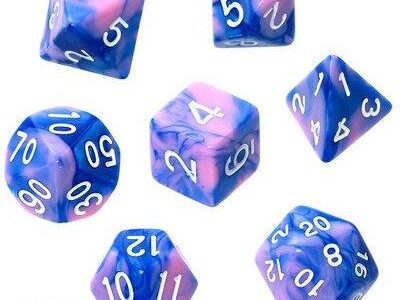 Rebel Komplet kości RPG Dwukolorowe Niebiesko-różowe