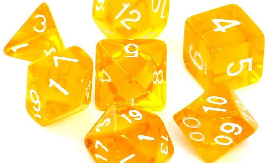 Rebel Komplet kości RPG Kryształowe Żółte