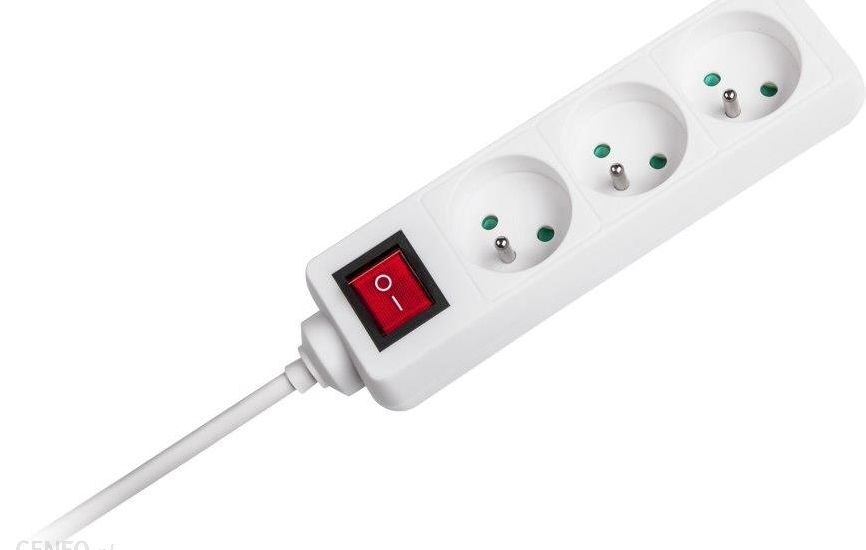 Rebel Przedłużacz Biały 3 Gniazda Kabel 3M 3X1