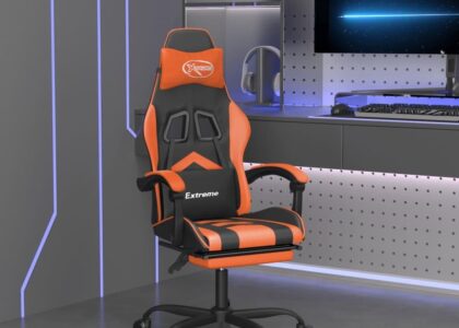 vidaXL Obrotowy fotel gamingowy z podnóżkiem