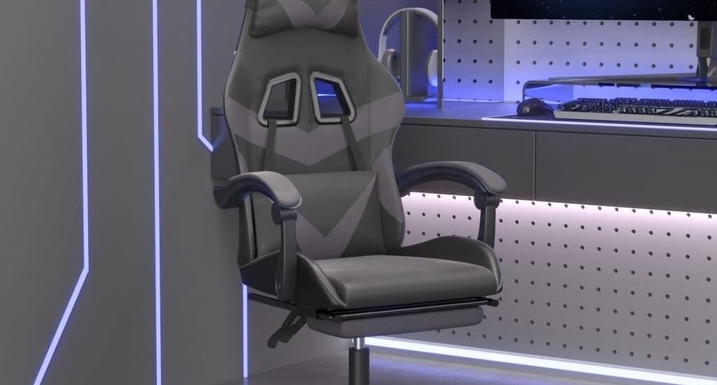 vidaXL Obrotowy fotel gamingowy z podnóżkiem