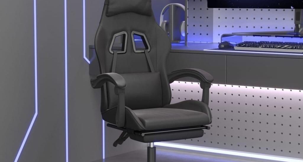 vidaXL Obrotowy fotel gamingowy z podnóżkiem